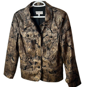 Vintage Lana Lee Women's Brown Camouflage Blazer Jacket size 12